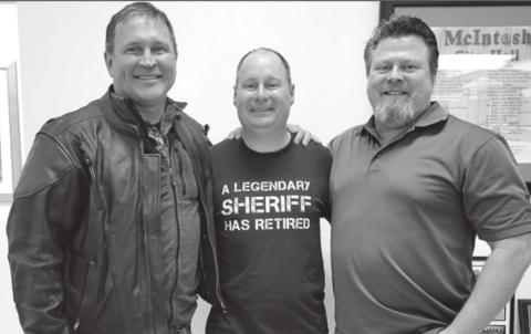 South Dakota FBI agents Kelly Kenser (LEFT) and Dan Orr (RIGHT) attended the retirement event for Keith Gall (MIDDLE).