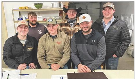 Directors of the Timber Lake Rodeo Association elected December 21 are FRONT (L-R): Shaun Maher (president), Derek Long (vice-president), Brent Schweitzer (treasurer); BACK: Terry Aberle (director), Rusty Gebhardt (secretary) and Patrick Maher (director). NOT PICTURED: Mark Leibel (director). Photo by Kathy Nelson