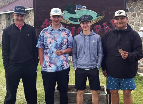 Timber Lake’s boys golf squad consists of (l-r) Kanton Hunt, Hadley Thompson, Kruz Lindskov and Hayden Thompson.