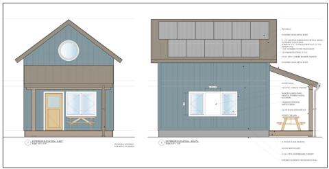 Front and side view of the tiny homes to be built in Dupree