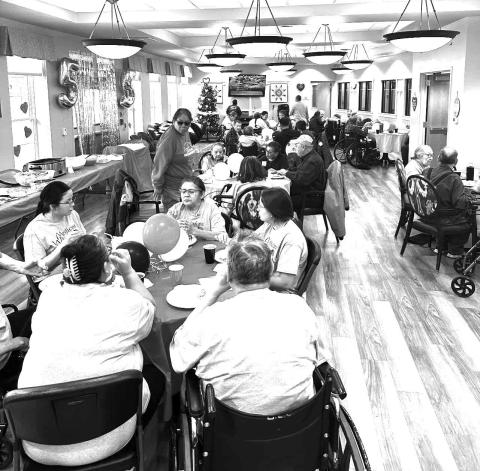 The staff and residents of Medicine Wheel Village in Eagle Butte came together last Tuesday, Feb. 13, to celebrate the 5-year anniversary of the nursing home facility opening. Lunch was served and star quilts were presented to several staff members.