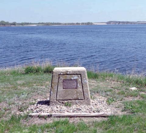 Time capsule monument beside Shadehill Reservoir, located south of Lemmon.