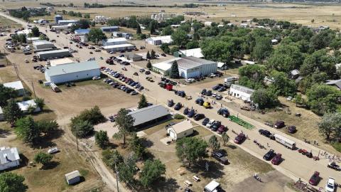 An image taken via drone of the Isabel parade on Main Street. By Roger Lawien