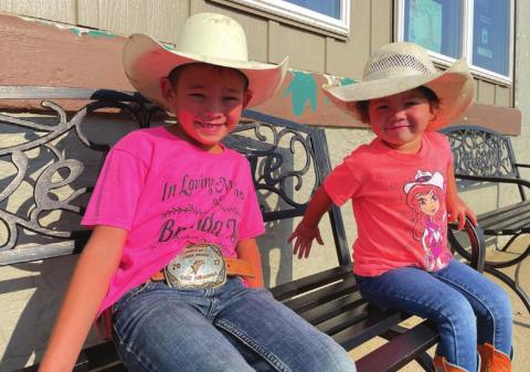 Ryder Veit, 7, and his little sister Ramzi, are ready for the Days of 1910. Ryder, one of the celebration’s youngest volunteers, will be working as an arena cleaner (for the first time) with Ridge Takes The Knife, 6, at the Saturday and Sunday evening performances. He’ll be riding one of his two favorite horses, River or 30 Days, to move calves and steers back into their pens after events. Ryder and Ramzi are the children of Roy and Mikki Veit of Timber Lake.