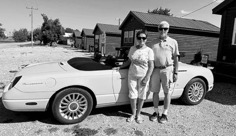 Greg and Jackie Dockter of Bismarck, ND say they could not have had more fun in Deadwood than they had in Timber Lake while waiting for repairs to their 2004 premium model Vintage mint green Thunderbird.