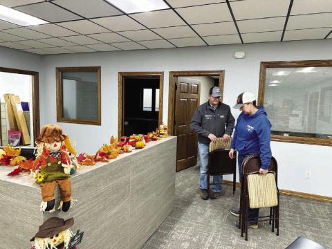 Rusty Gebhardt recruited his school teacher wife Shanna to help with the move into the recently-completed new Western Dakota Bank building last weekend. Employees and volunteers worked through the weekend for the opening on Monday, October 16. A grand opening will be announced later.