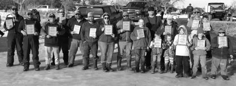 Anglers turned out and the weather cooperated for both the 9th annual Lake Isabel Ice Fishing Derby held Feb. 11 and the 4th annual Little Moreau Ice Fishing Tournament held Saturday, Feb. 18, at Little Moreau Park south of Timber Lake. At right are the winners from Isabel and below are the participants from Little Moreau. A lot of nice fish and a couple of genuine lunkers were caught during both events. See more photos on Page 7 or check out the Timber Lake Topic Facebook page.