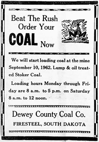 Ad from Isabel Dakotan Sept. 13, 1962