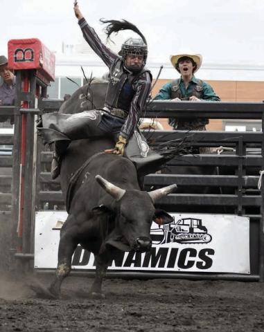 Cole Brewer (left) of Eagle Butte, the 2025 INFR Bull Riding Champion, has been invited to join the Mavericks professional bull riding team in training camp.