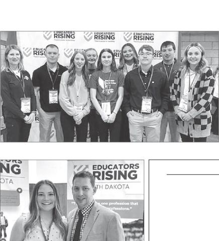 Attendees at the Educators Rising Conference were (L-R) Teacher Luann Lindskov, Jayden Miller, Sara Keller, Jordan Jones, Natalie Lawrence, Kenna Webb, Gabe Keller, Dan Peterson, and teacher Kristin Long.