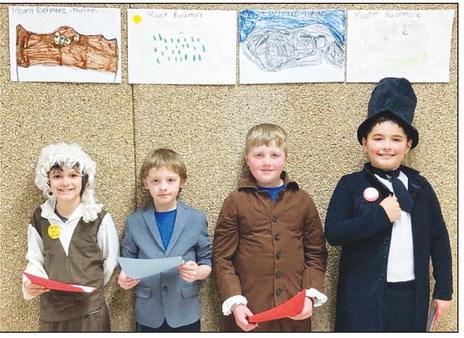 Mount Rushmore: (L-R) Colton Ridl (George Washington), Ben Mareska (Thomas Jefferson), Austin Lindskov (Theodore Roosevelt), and Luhan Fourie (Abraham Lincoln).