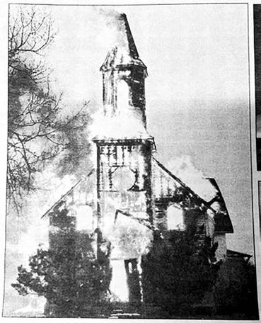 Sacred Heart Church at Glencross burned, January, 2003.