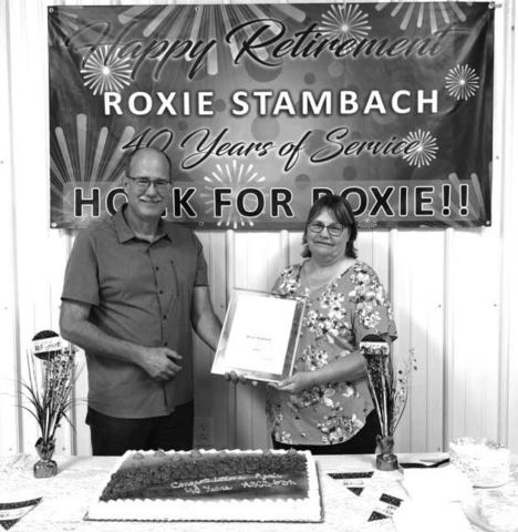 Bill Chase, District FSA Director (LEFT) and Roxie Stambach.