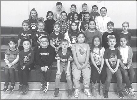 FRONT (L-R): Evelyn Ramirez, Dylan DuPreez, Ryker Bridges, Braden Biegler, Blake LeBeau, Hannah, Crowe, Andrew Zeug, Nienke Fourie; ROW 2: Tessa O’Leary, Rose Maher, Tabitha O’Bryan, Aliviah Schambriel, Chloe Spafford, Cecilia Muller, Kendyl Gill; ROW 3: Elyse Parker, Lenaya Tiger, Greyson Goldade, River Mowrer, Remi Wiedmer, Amelia Swift Hawk, BACK: Kyren Ley, Leah Eigelaar, Mason Hollenbeck, John Bigger.