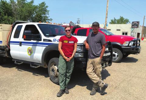 Ryia LeBeau and Shane Bad Warrior are part of a local team of BIA firefighters patroling the Cheyenne River Reservation this summer.