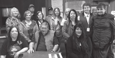 Descendants at reunion FRONT(L-R): Danialle Rose, Rick Pritzkau, and Robin Haskell Rousseau; BACK: Donna Jorgenson, Allyson McGuire, Bruce Brown Wolf, Judy Numann, Clinton Simon, Cindy Bowne, Julia Pinnell, Bonnie Wagner, MaryLu Griffith, Ann LeCompte. NOT PICTURED: Regina Hinzman.