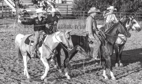 The second place team in the Ranch Rodeo: Rope Roghair, Sage Burress, Rowdy Benson, and Hayes Burress.