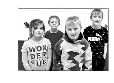 NWAS Spelling Bee winners from Timber Lake Elementary School (l-r) Tabitha O’Bryan, Ben Mareska, Isaac Schweitzer, and Mason Hollenbeck.