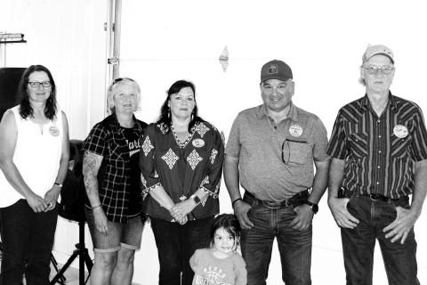 RIGHT: The Dupree Class of 1984 had a good turnout for their 40th reunion and did a parade float too. (l-r): Dianna (Mitchell) Longbrake, Tina (Herrman) Neigel, Lisa (Vandervier) Veit, Dugan Smith, and Tom Wishard.
