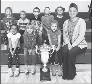 FRONT (L-R): Meisha Agard, Harper Biegler, Tessa O’Leary, Mrs. Schrempp; BACK: Rose Maher, Barrett Hermes, Lincoln Aberle, Brock Locken, Cassidy Winterberg