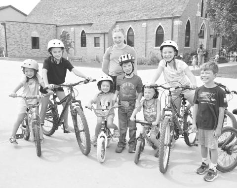 Participants in the Bike Rodeo sponsored by the Timber Lake EMTs on July 23 were given free riding helmets. BACK (l-r): Kiernan Smith, Elyse Parker, Brie Parker; Front: Shiloh Smith, Demi Smith, Canaan Parker, Nixon Parker, Asher Smith. Courtesy photo