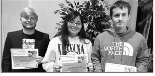 L-R: Shawn Quinn, Ikeeah Buckley, and Landon Lemburg received the top high school band awards.