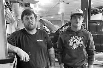 DHS senior Bobby Brewer (RIGHT) spent the day job shadowing with Jarod Hathorn, owner of Accelerated Diesel in Rapid City. By the end of the day, the shop was very pleased with Brewer and once he gets some more training, they’d love to hire him.