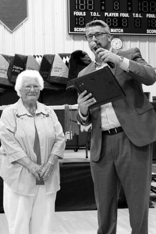 Twila Schuler was recognized by Vitalant Blood Services for her many years of conducting blood drives in Dupree. She managed more than 60 community blood drives and donated herself 59 times.