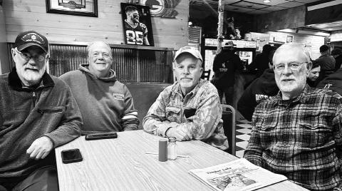 In town for their second bird hunting trip of the year - and the Packers watch party at The Corner - were (l-r) Keith Sengbusch, Tom Bishop, Mike O’Shea, and Ken Wabrowetz from Wisconsin.
