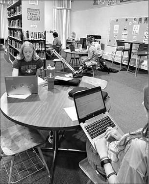Timber Lake seniors Sara Holzer (LOWER RIGHT) and Kendyl Locken are getting a head start on college with dual credit courses - College Algebra and English Composition - through SDSU and BHSU. There are 11 juniors and seniors taking dual credit courses this semester.