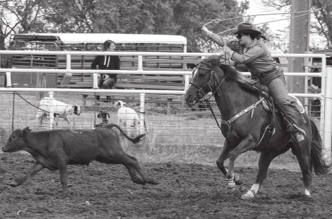 Tayla Ward competed in the breakaway roping over the weekend during the high school practice rodeo in Timber Lake.