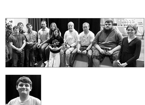 Seniors who received FFA honor cords for graduation(L-R): Slater Ducheneaux, Konor Lindskov, Caleb Bieber, A.J. Lindskov, Cindy Hoyt, Abby Linderman, Code Enright, Jayden Miller, Dawson Jewett, Natalie Biegler. NOT PICTURED: Tobi Hintz, Thane Keller.