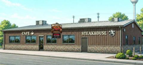 An artist’s rendering of the future exterior of the North 40 Bar &amp; Grill, formerly the Branding Iron and Sparky’s, on Main Street of Isabel. The business, closed since the end of 2025, was purchased by Todd and Marisa Lindskov and Bryce and Tennile Lindskov.