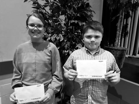 The top Accelerated Readers at the Timber Lake Middle School are (L-R) Maya Biegler (2nd place) with 552 points and Nathaniel O’Bryan with 687.1 points (1st place).