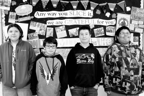 Chosen as October Students of the Month for Dupree Junior High and High School are (L-R): Karyn Diver and Orville Belt (junior high) and Rio De La Rosa and Koby High Elk (high school).