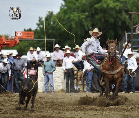 Hayes Burress of Isabel collected a performance win in tie-down roping at the National High School Finals Rodeo in Lincoln, NE, last week, with a 9.3 second run. Burress finished sixth overall in the nation. Photo by Chuck Miner