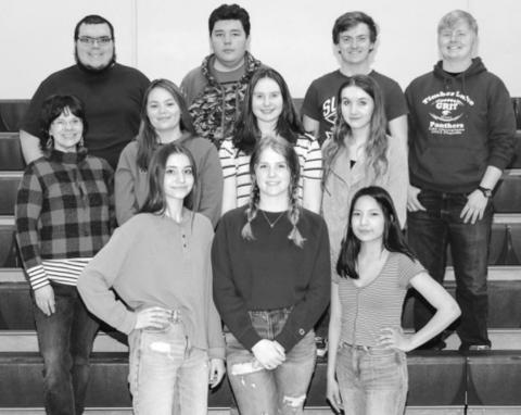 Chorus FRONT (L-R): Natalie Gross, Code Enright, Raylin Red Fox; MIDDLE: Director Julie Barnica, Michaela Alley, Brenna Atchley, Lola Hornick; BACK: Seth Barnica, Michael Rousseau, Caleb Quinn, Shawn Quinn. NOT PICTURED: Ameriah Eagleman.