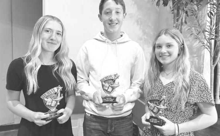 Sophomore Top Scholars Kamee Mareska, Landen Bieber, and Korbi Heck