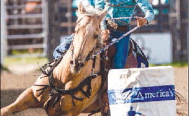 RaeLynn Vines of the Dupree High School Rodeo team works her horse around the barrels during the South Dakota High School Rodeo Association’s Northwest Region Rodeo in Buffalo last weekend. The second Northwest Region Rodeo is Friday through Sunday, June 9-11 in Dupree.