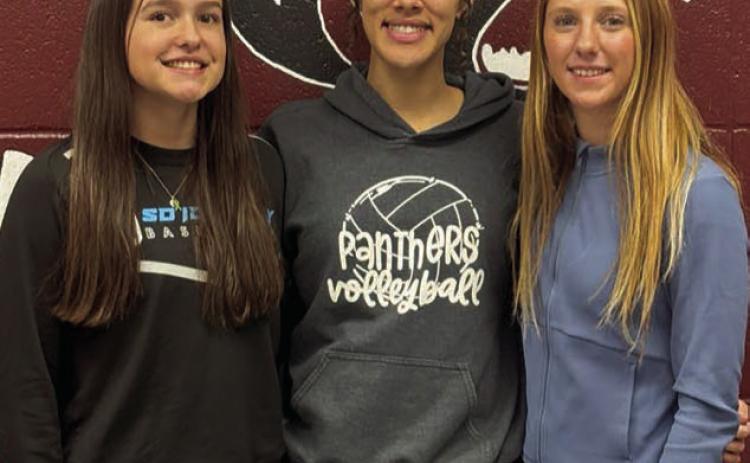 Timber Lake players earning All-Little Moreau Conference honors were, l-r, Jaylee Schoelerman, Honorable Mention; Jasmine Nash, First Team; Sara Keller, Honorable Mention