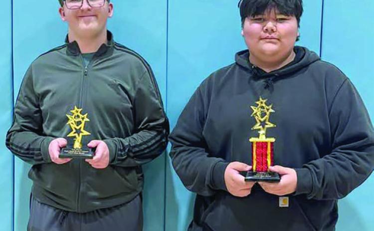 Evan Schweitzer, left, finished third and Ethan Swift Hawk claimed second place in Mario Kart 8 at the first-ever Rez Bowl eSports Tournament held Saturday, April 5, in Eagle Butte. Submitted Photo
