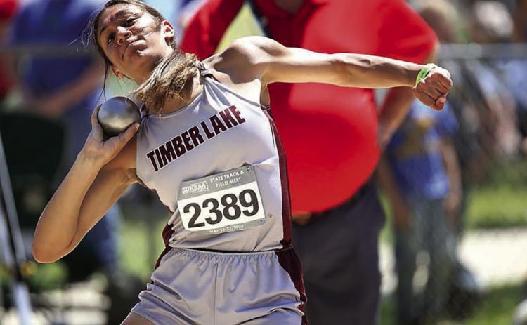 Senior Jasmine Nash won her third straight shot put event last week at the Charger Invitational in Sully Buttes. Nash is currently the No. 2 shot put thrower in the State Class B ranks. Photo by Rodney Haas/605 Sports