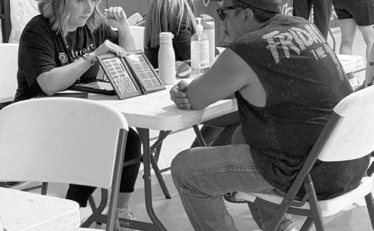 Dozens of licensed optometrists were part of a free, four-day vision clinic in Eagle Butte last week that served nearly 1,000 area residents. Photo by CRYP