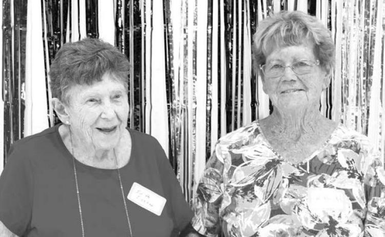 Returning to Isabel to celebrate their 70th high school class reunion are members of the Class of 1956 (L-R) Edith (Stapert) Fischer and DeLores (Dahl) Hall. Photo by Patty Peacock