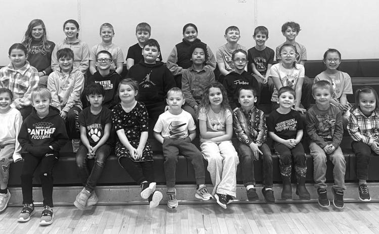 FRONT ROW (L-R): Rowan Maher, Drake Keller, Lochlyn Goldade, Wren Jones, Rhett Aberle, Harper O’Leary, Jaxtyn Gray, Tate Maher, Douglas Kraft, Hazel Spiel; 2ND ROW: Mine’ Baker, Clara Nilson, Lincoln Aberle, Westyn Pesicka, Eleazar Richert, Cooper Gray, Harleigh Hayes, Blakely Brown Otter; 3RD ROW: Elyse Parker, Tegan Baker, Elijah Zeug, Austin Lindskov, Aliviah Schambriel, Liam Handeland, Crawford Maher, Gunner Wright; PICTURED AT RIGHT: Tempest Smolik, Isabella Yuker, Rylie Schumacher