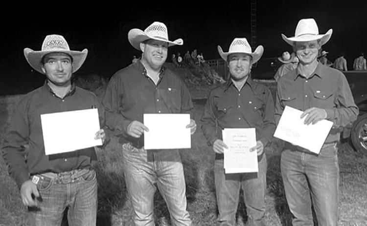 The 1st place Ranch Rodeo team (l-r) Riggen Mortenson, Richard Welsch, Sage Donner, Coy Simmons.